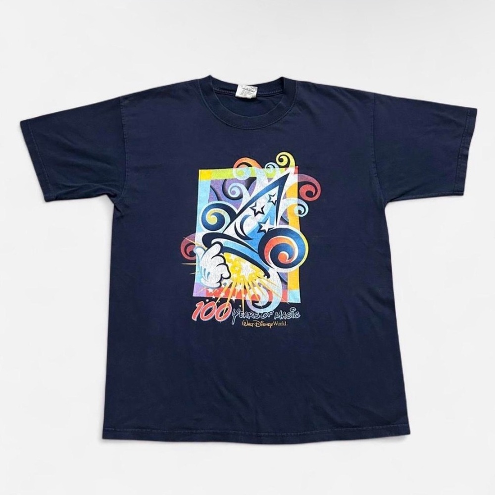 Disney Navy Short-Sleeve Tee with Multicolor Sorcerer Graphic